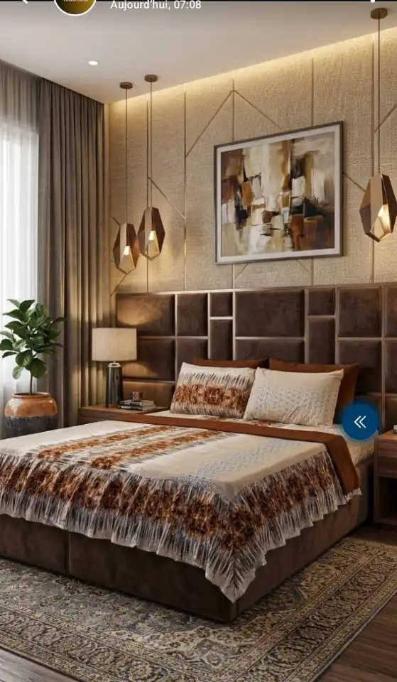 Ensemble de lit moderne marron 4 pièces