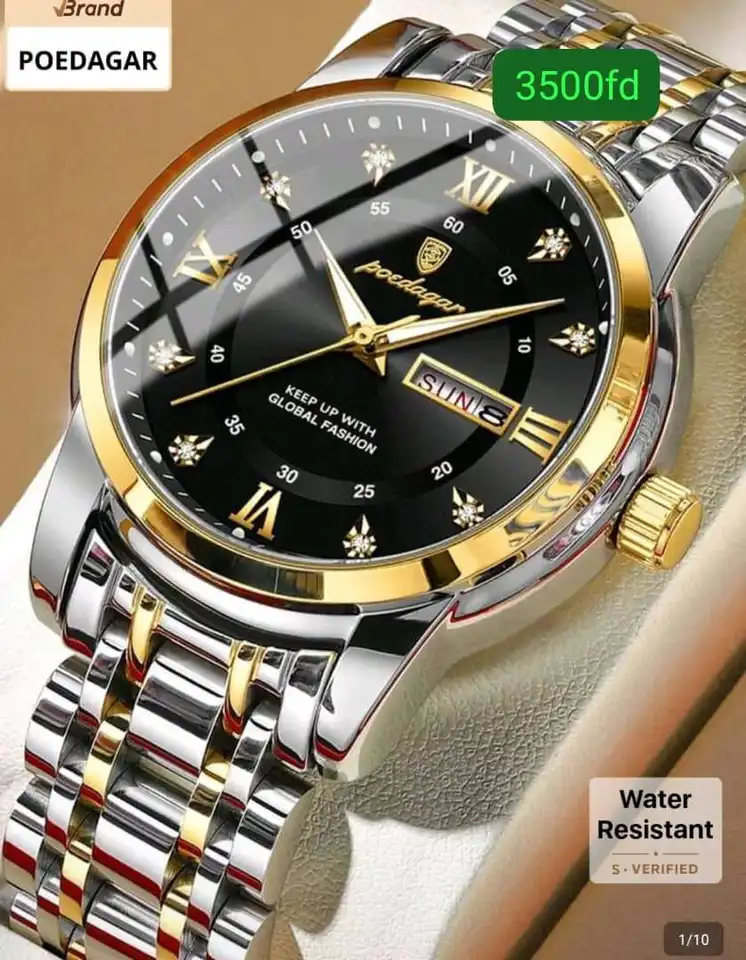 Montre Poedagar — Noir & or bicolore
