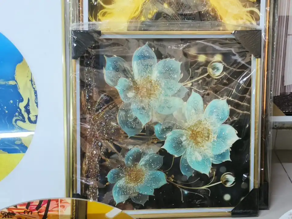 Tableau fleurs bleu