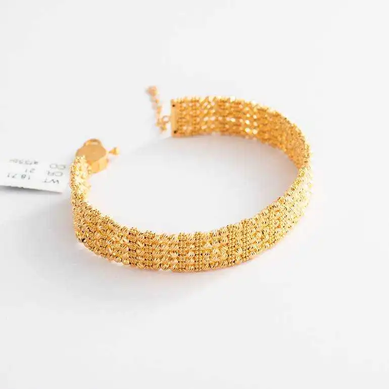 Bracelet manchette doré – Perles diamantées multi-rangs