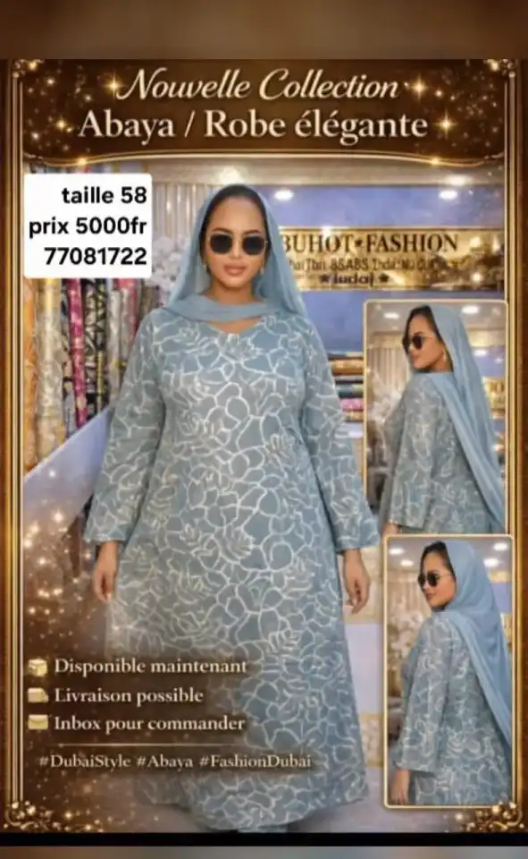 Abaya / Robe élégante — Nouvelle Collection | Bleu ciel | Taille 58