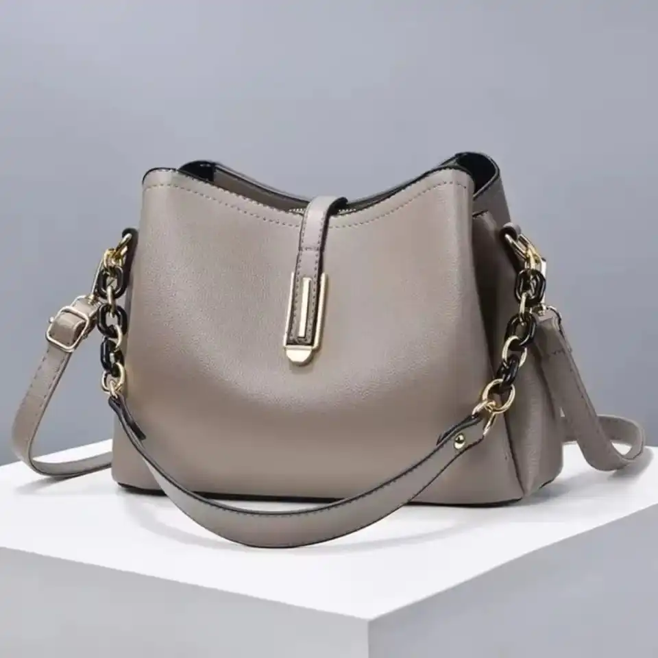 Sac Bucket Cuir Taupe Tendance