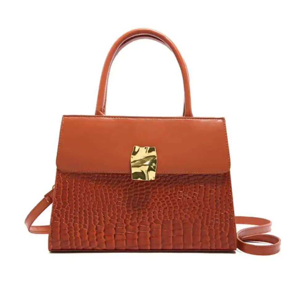 👜 Sac à Main Croco Structuré Terracotta – Luxe & Élégance