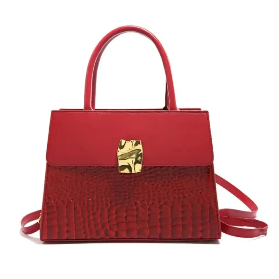 👜 Sac à Main Croco Structuré Rouge – Audace & Glamour