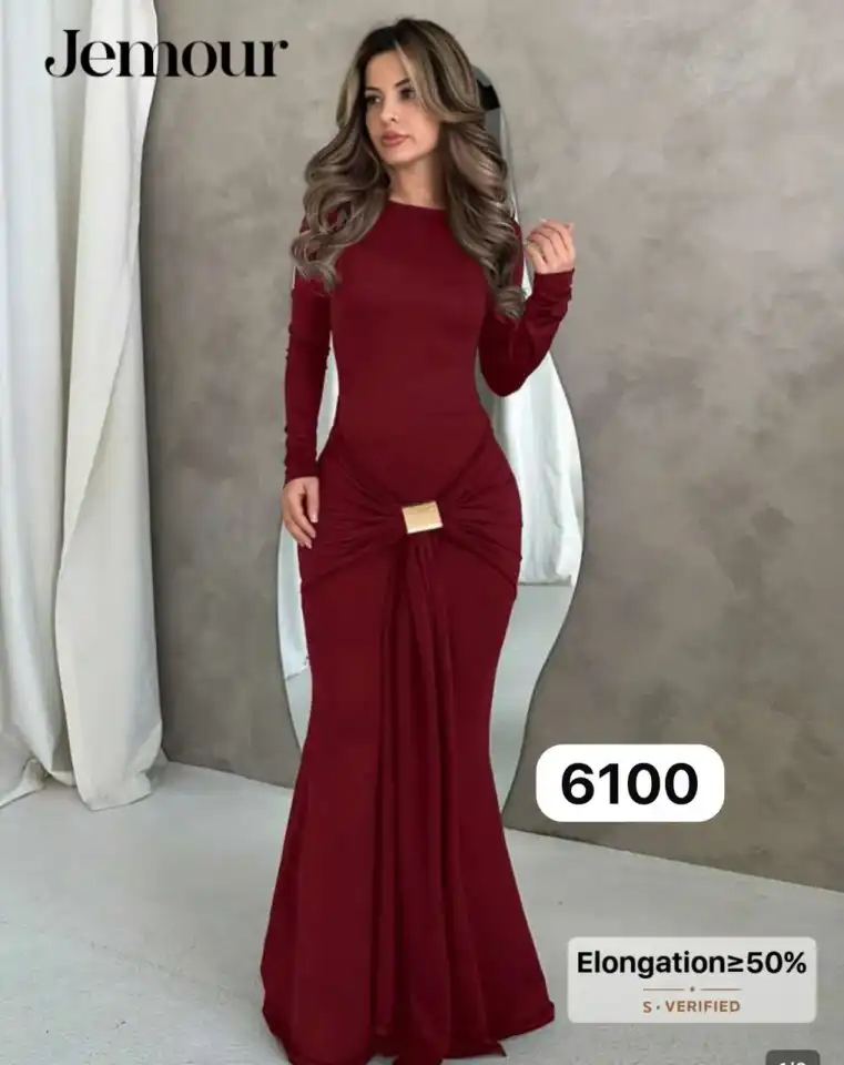 Robe longue rouge bordeaux — Coupe sirène glamour
